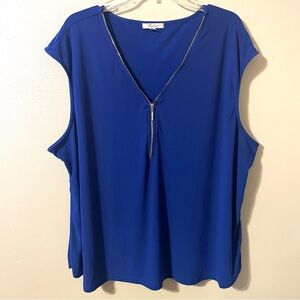 89th + Madison Royal Blue Zip Up Sleeveless Blouse Sz. 3X